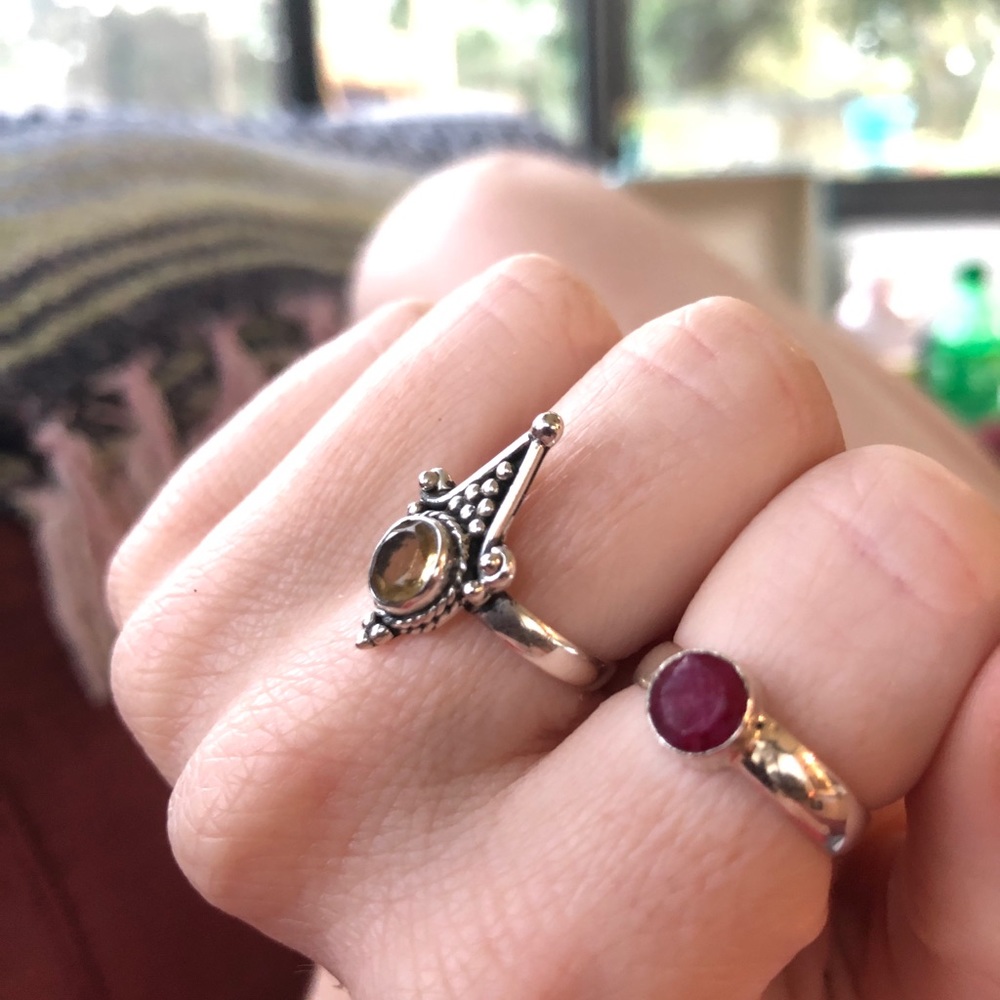 Ruby Gemstone Sterling Stacker Ring Boho Magic - image 1